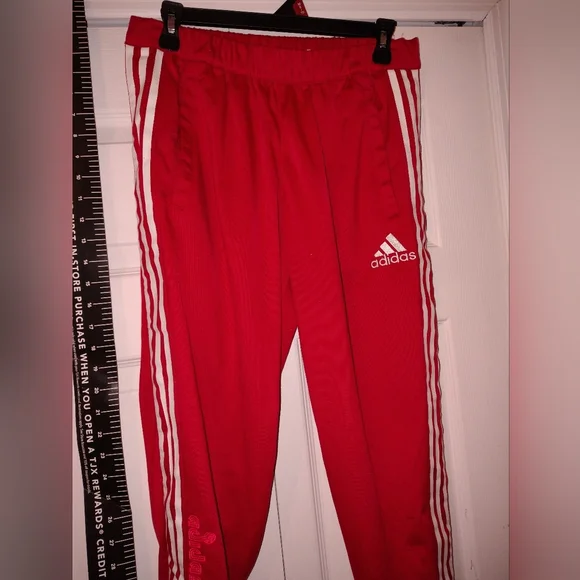 Adidas Ladies Rip Away Tare Away Joggers Classic Rare New Red Track Pants - Picture 2 of 7